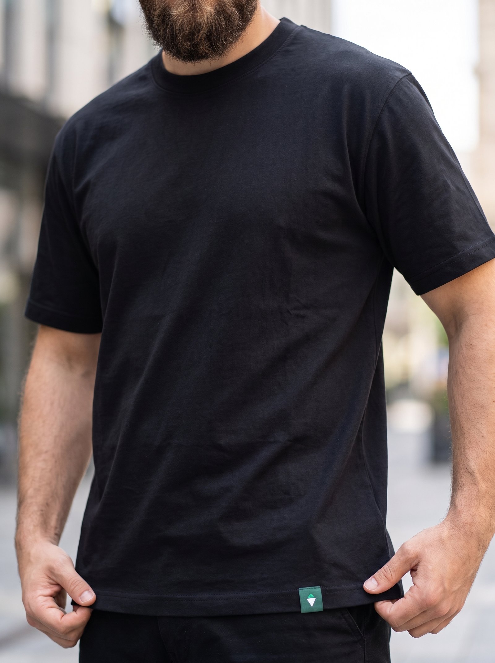 Model_wearing_t-shirt_with_bergo_tag_